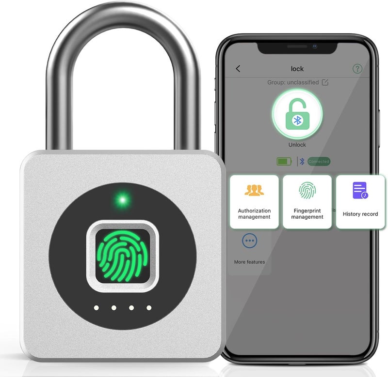 Pothunder Fingerprint Padlock with APP, Keyless Biometric Lock, Smart Waterproof Padlock Suitable for Gym, Locker, Gates, Fence and Storage - Image 1